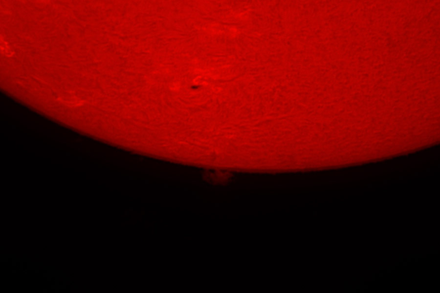 Planète Jupiter et sa Grande Eruption solaire en h-alpha - Auteur : Julien Crespin