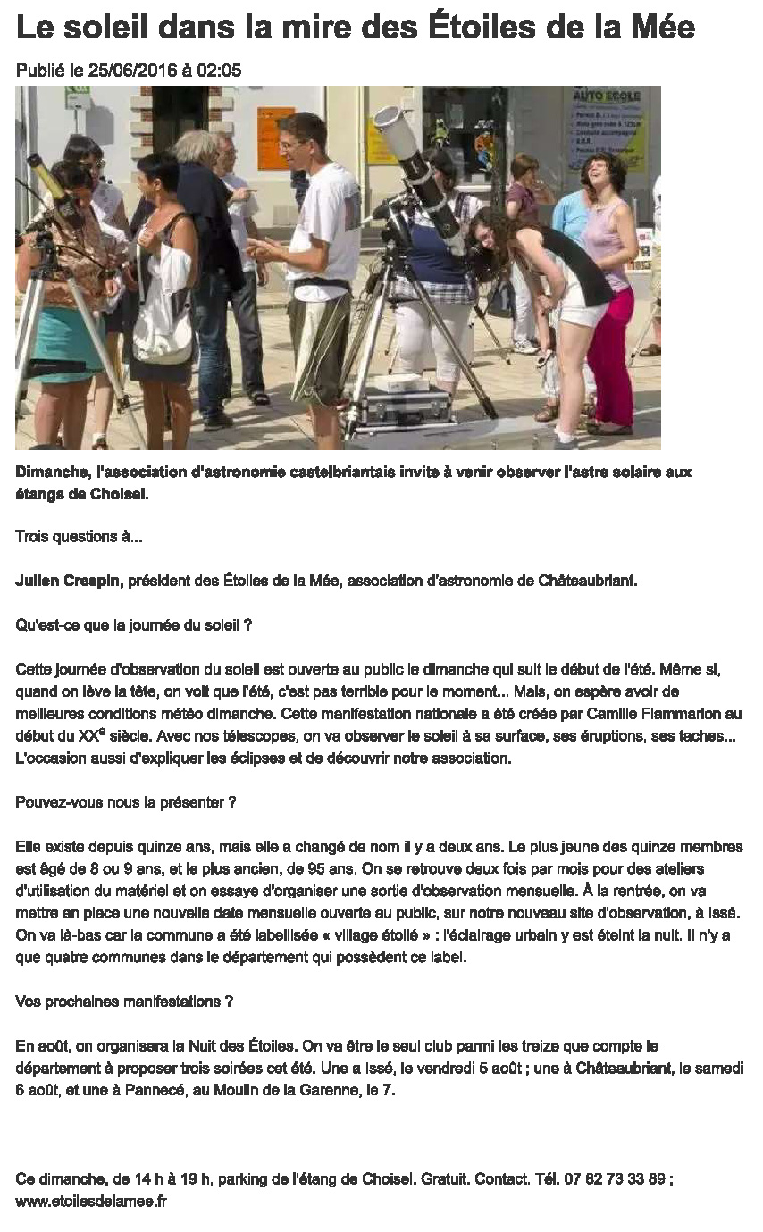 Annonce Jour du Soleil