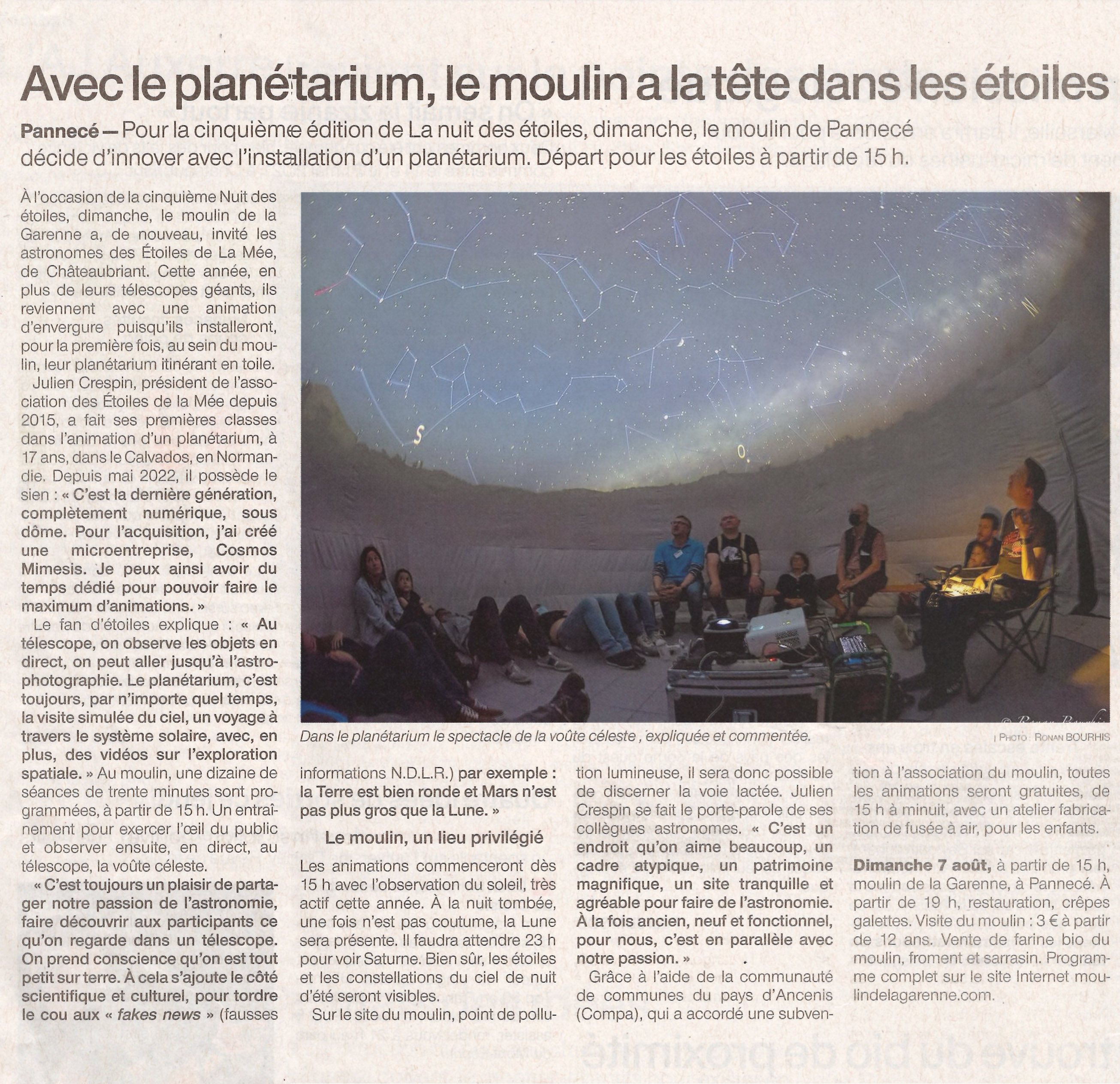 Annonce de la nuit des toiles 2022  Pannec