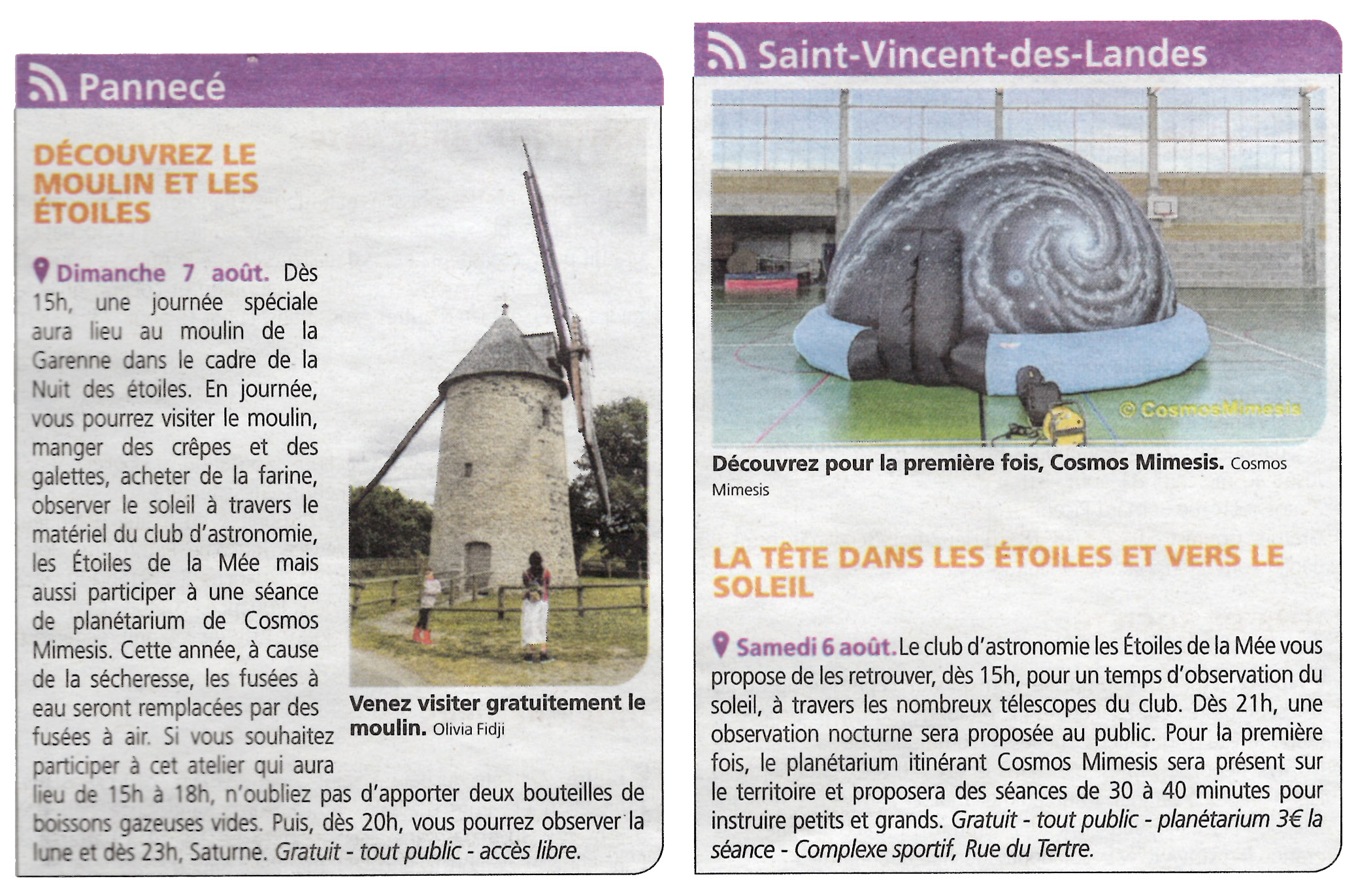 Annonce de la nuit des toiles 2022  Pannec et St-Vincent