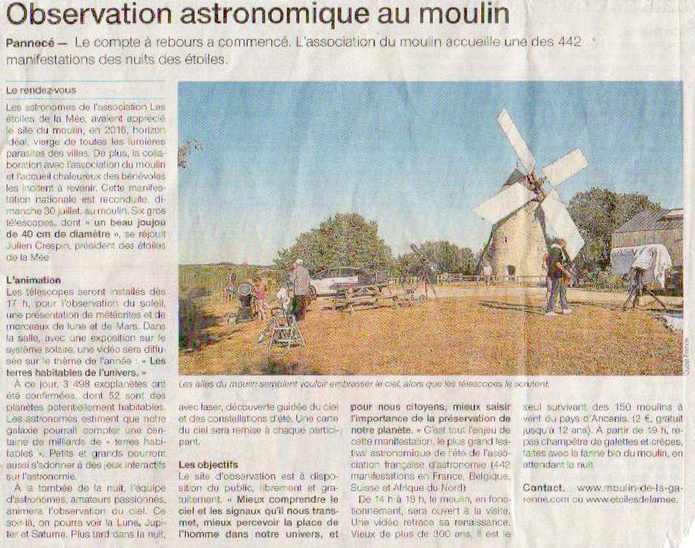 Annonce de la nuit des toiles  Pannec